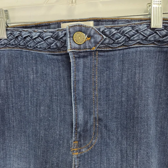 Frame Istanbul Braided High Waist Crop Mini Bootcut Jeans Medium Wash Size 29 - Picture 3 of 7